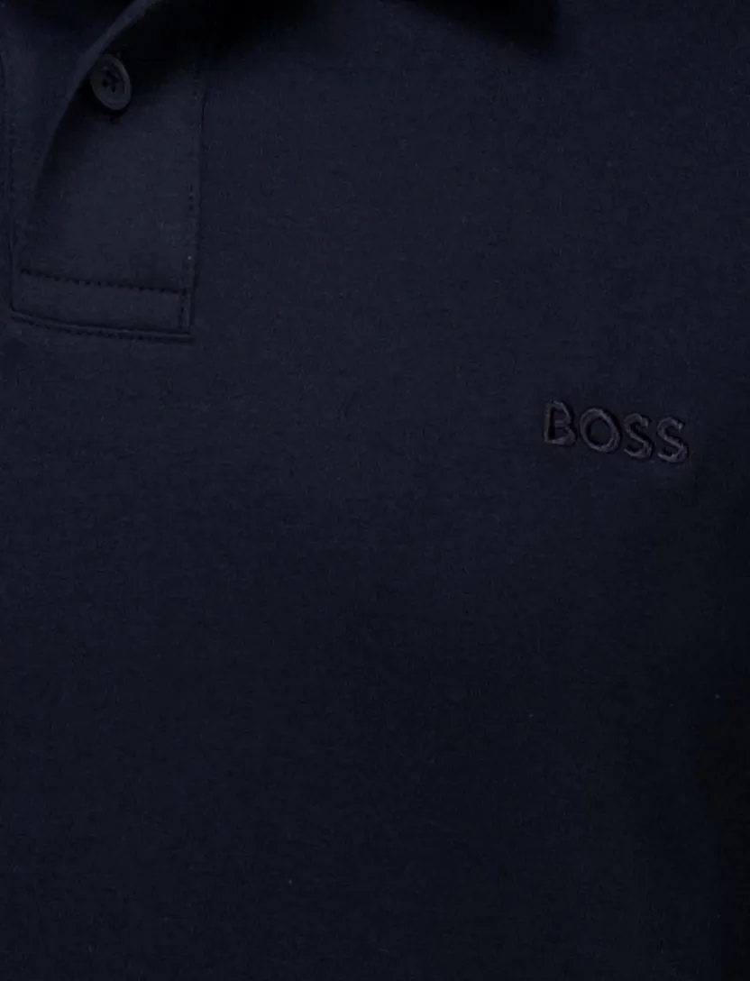 katoenen Boss polo korte mouw donkerblauw effen