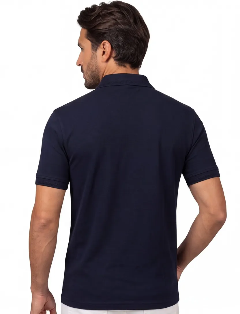 katoenen Boss polo korte mouw donkerblauw effen