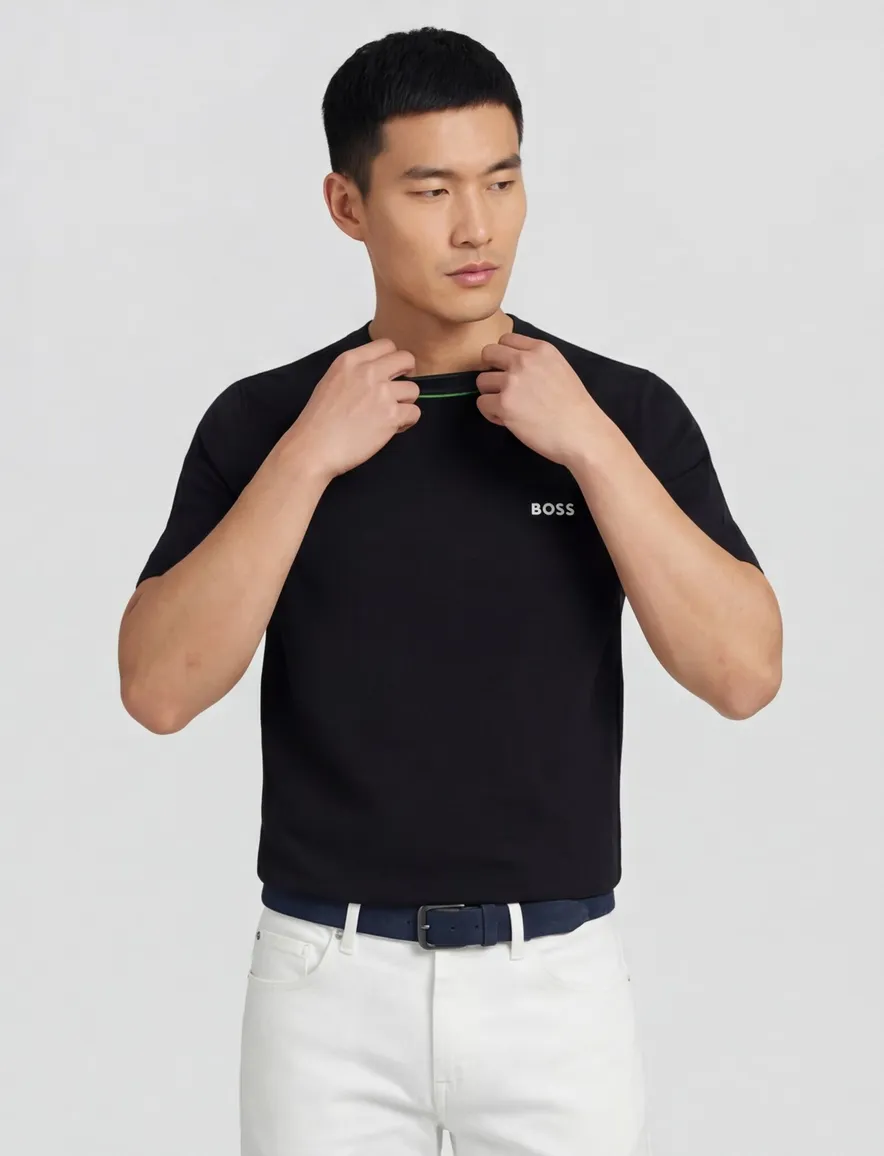 Boss Green Momentum Lite t-shirt zwart effen