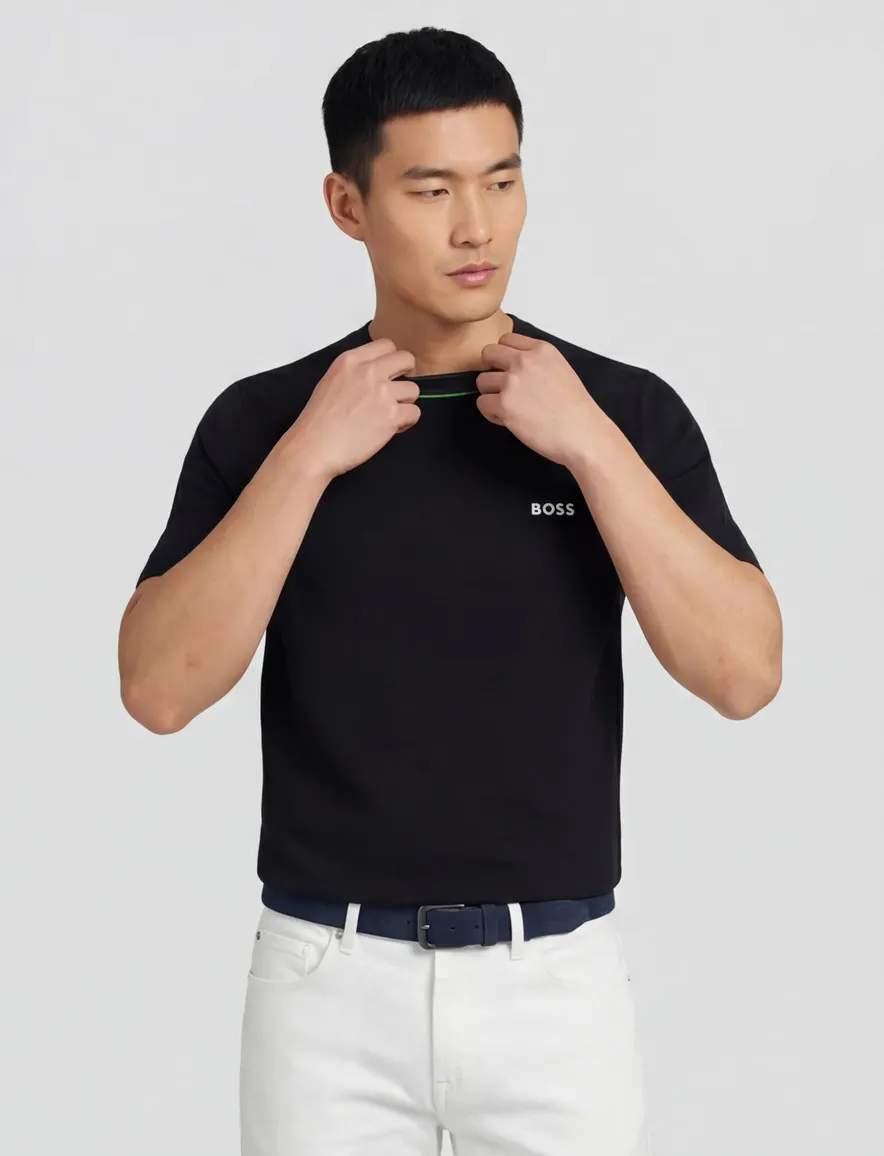 Boss Green Momentum Lite t-shirt zwart effen