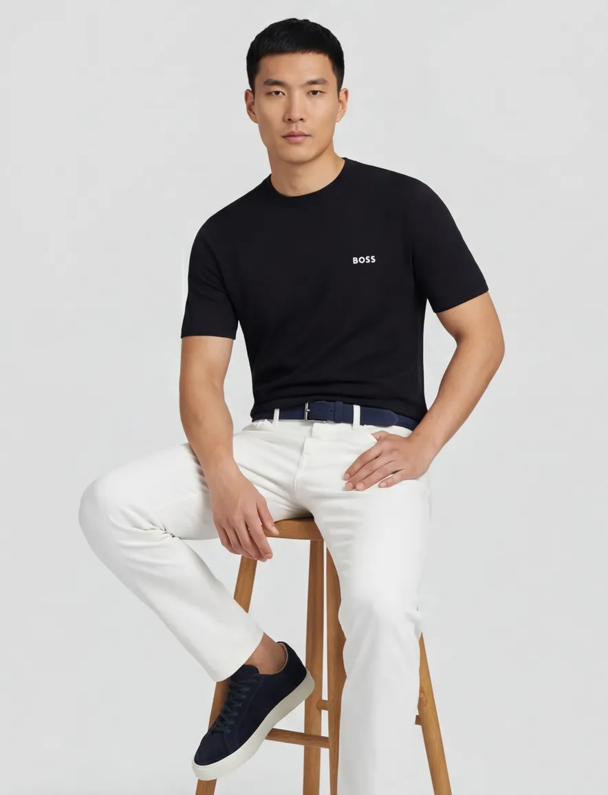 Boss Green Momentum Lite t-shirt zwart effen