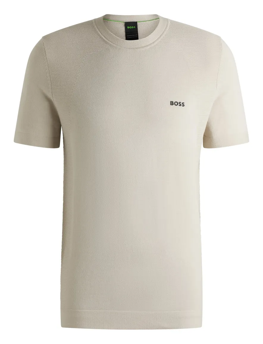 BOSS green t-shirt beige effen katoen