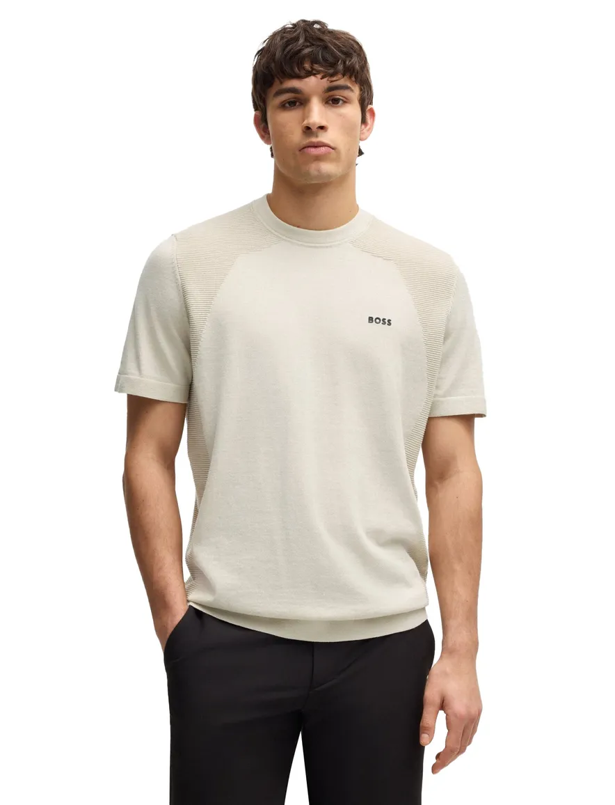 BOSS green t-shirt beige effen katoen