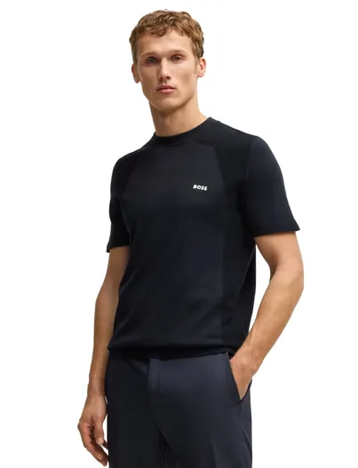 Hugo Boss BOSS green t-shirt navy effen ronde hals
