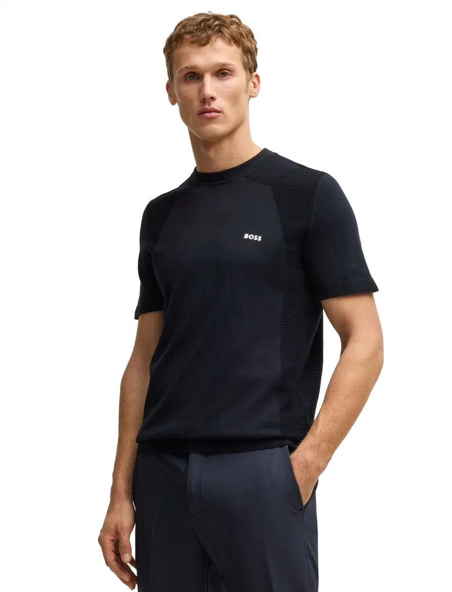 BOSS green t-shirt navy effen ronde hals