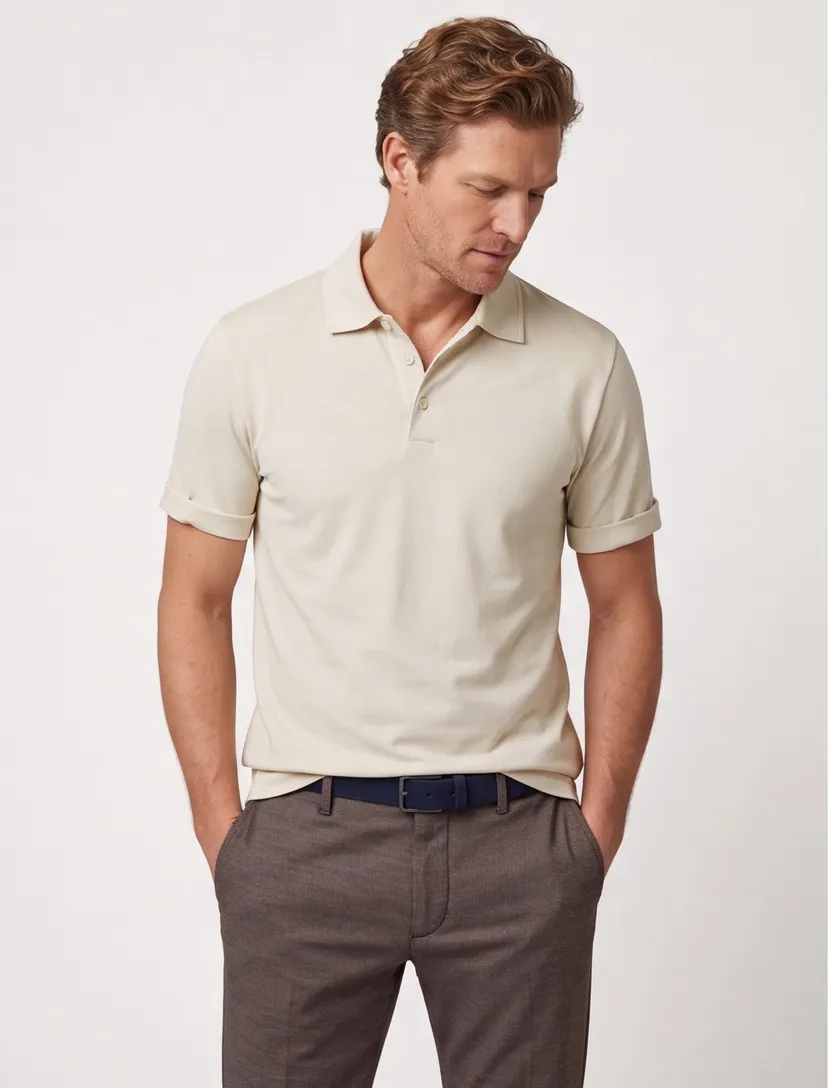 Hugo Boss Press poloshirt korte mouw creme lyocell