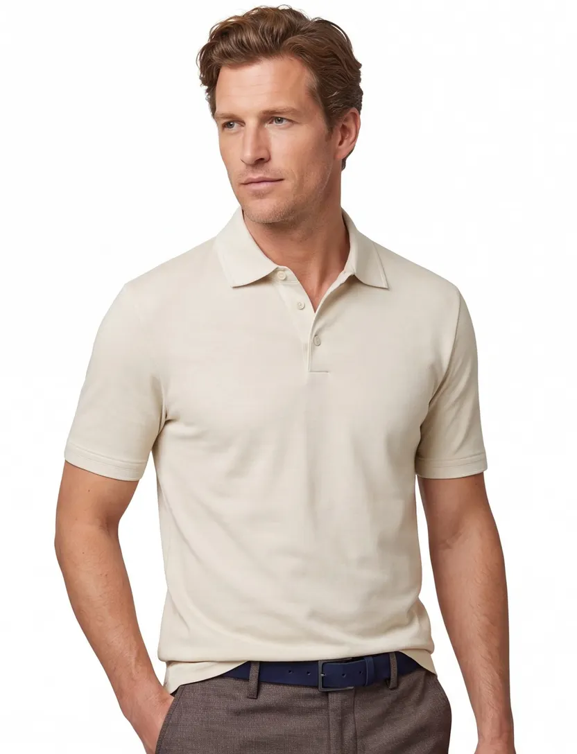 Hugo Boss Press poloshirt korte mouw creme lyocell