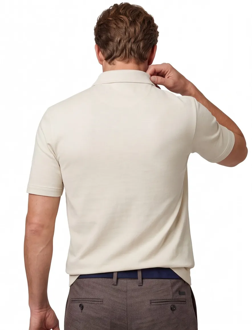 Boss Black H-Press poloshirt korte mouw creme 3-knoops
