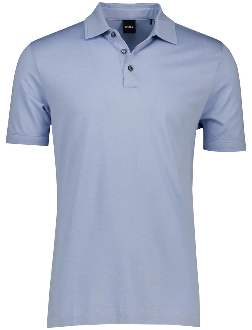 BOSS polo lichtblauw effen pique H-Press 3 knoops