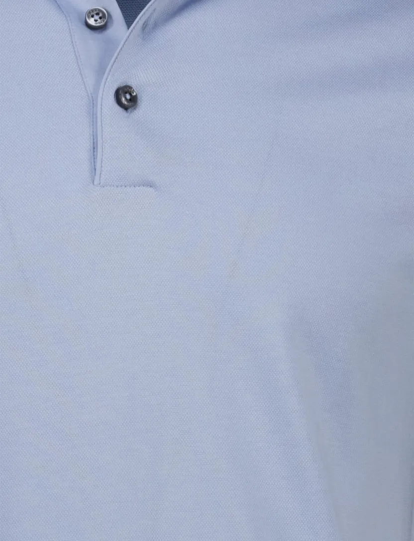BOSS polo lichtblauw effen pique H-Press 3 knoops