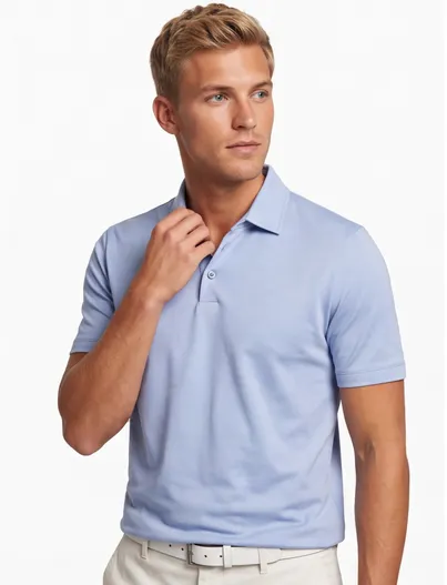 Hugo Boss BOSS polo lichtblauw effen pique H-Press 3 knoops