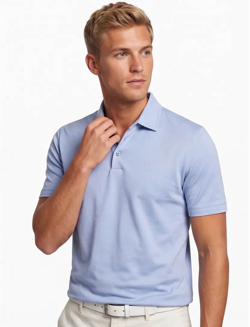 BOSS polo lichtblauw effen pique H-Press 3 knoops