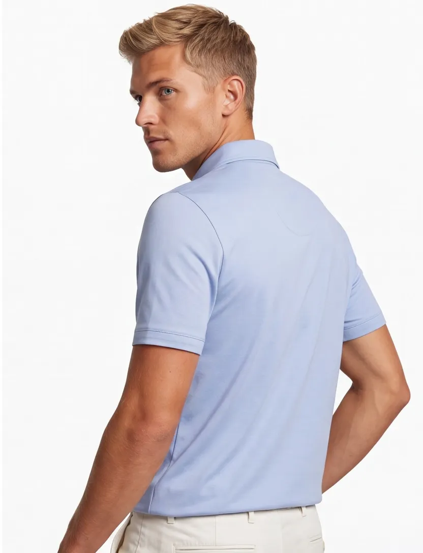 BOSS polo lichtblauw effen pique H-Press 3 knoops