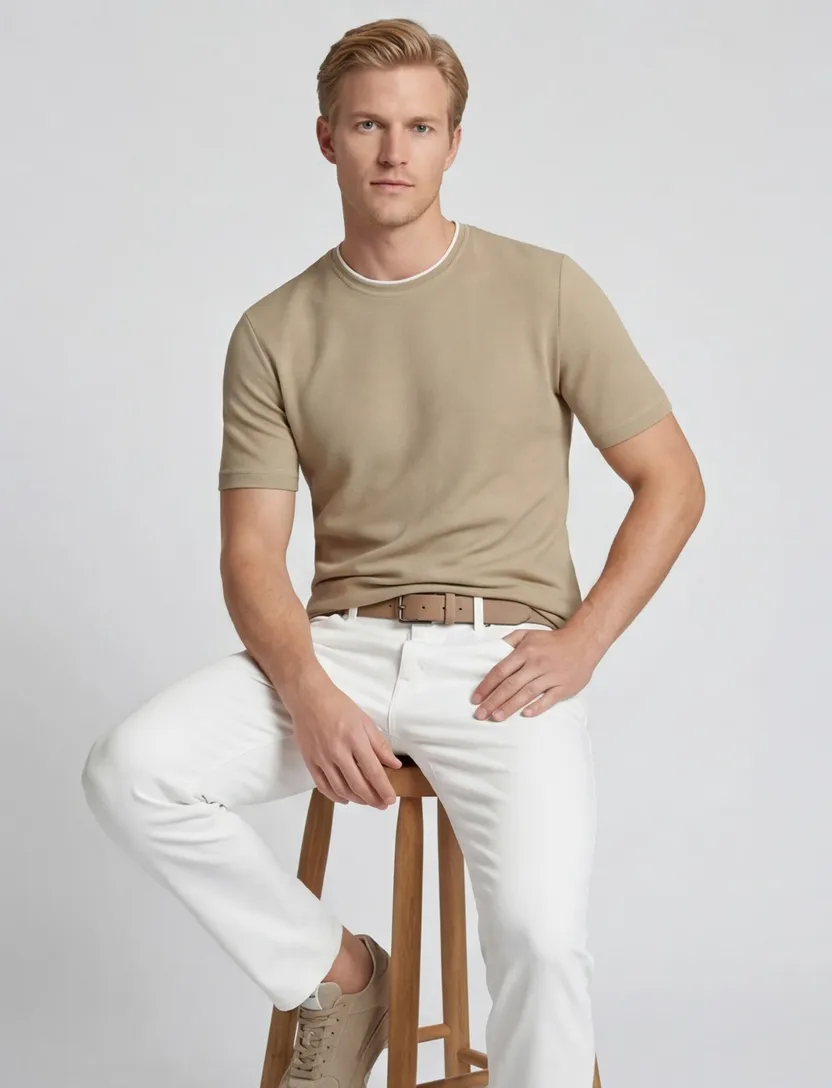 BOSS Black H-Thompson t-shirt beige katoen