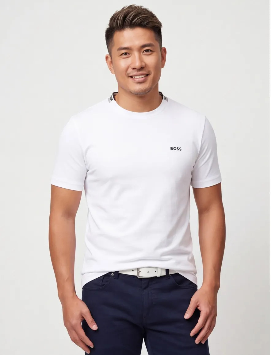 Boss Green taddy t-shirt wit effen