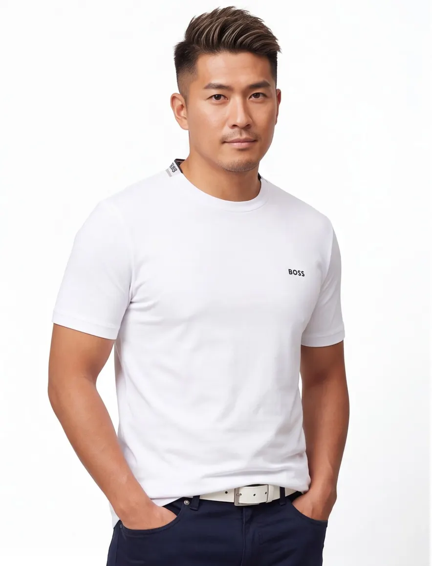 Boss Green taddy t-shirt wit effen