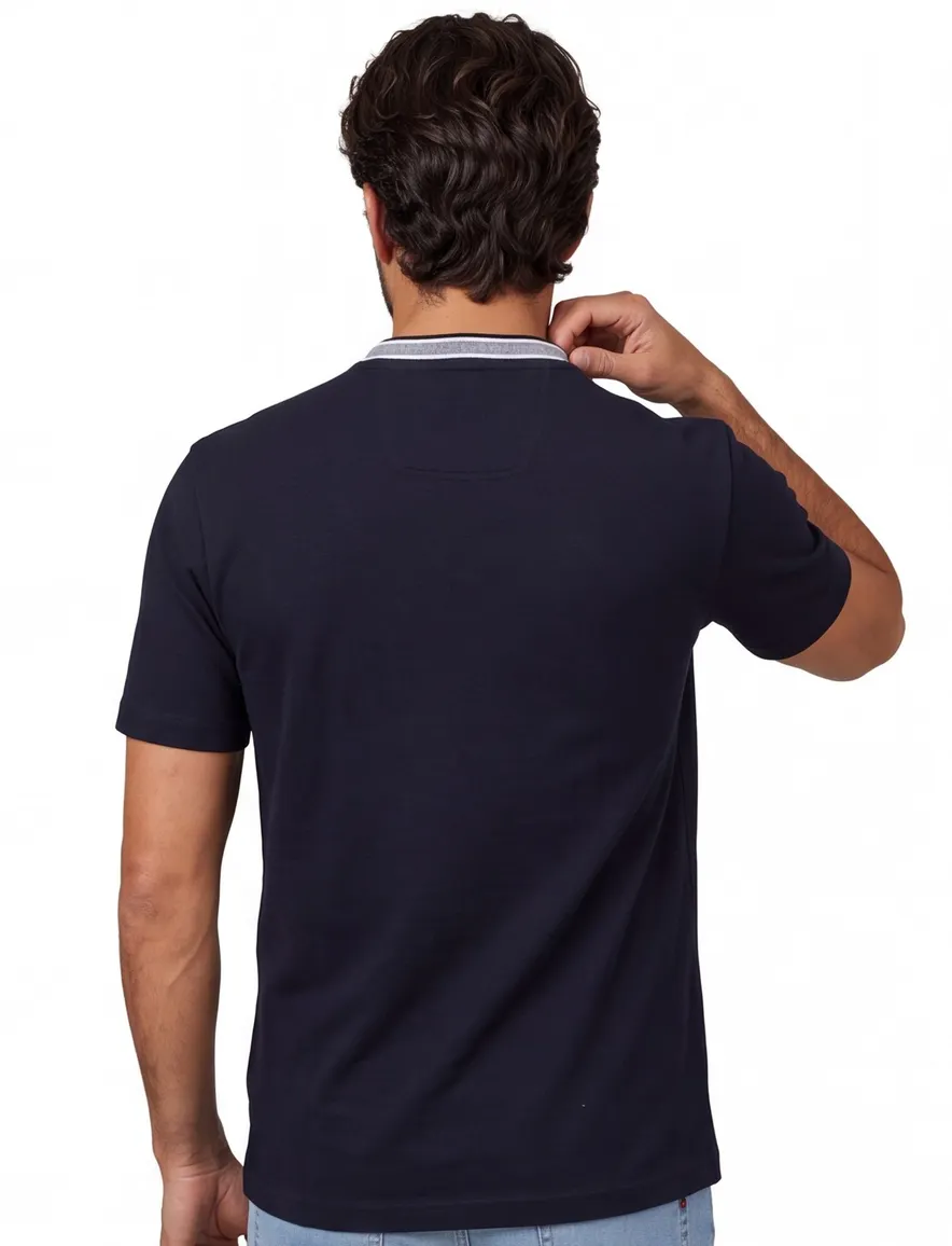 Boss Green T-shirt Taddy Tee donkerblauw effen pique