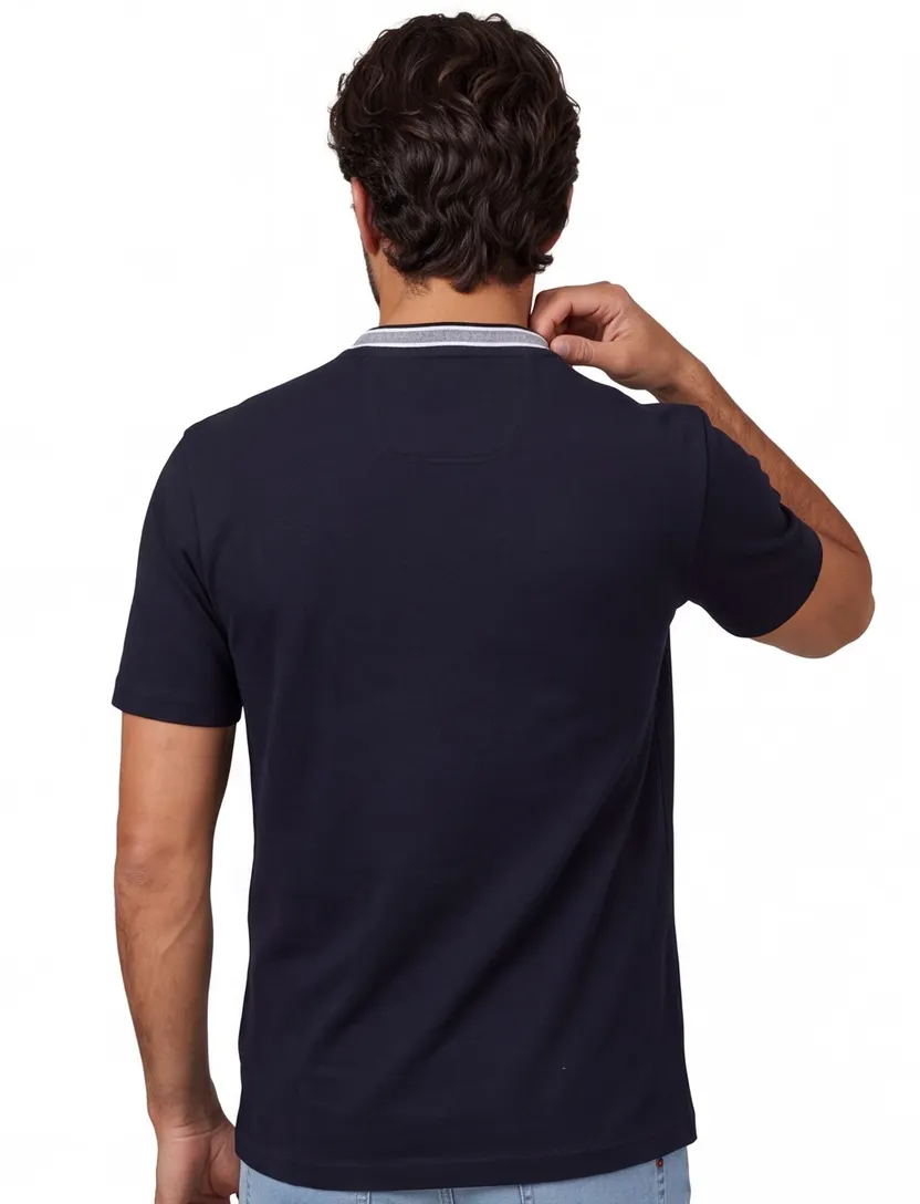 Boss Green T-shirt Taddy Tee donkerblauw pique normale fit