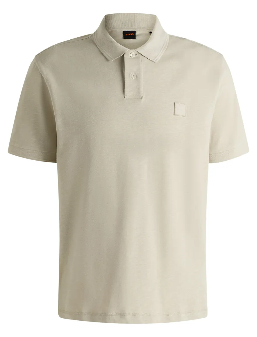 BOSS Orange poloshirt beige effen katoen