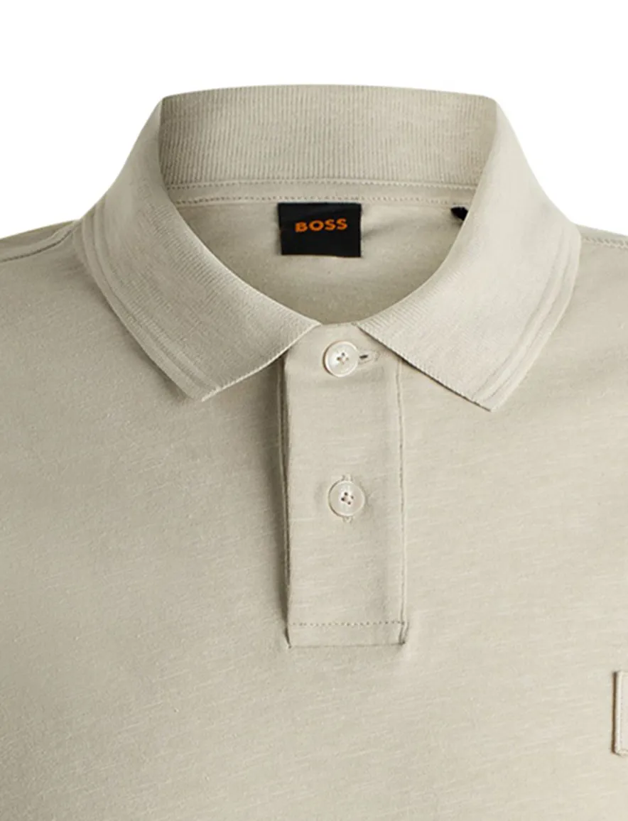 BOSS Orange poloshirt beige effen katoen