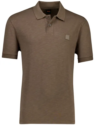 Hugo Boss Boss Orange polo bruin effen normale fit katoen