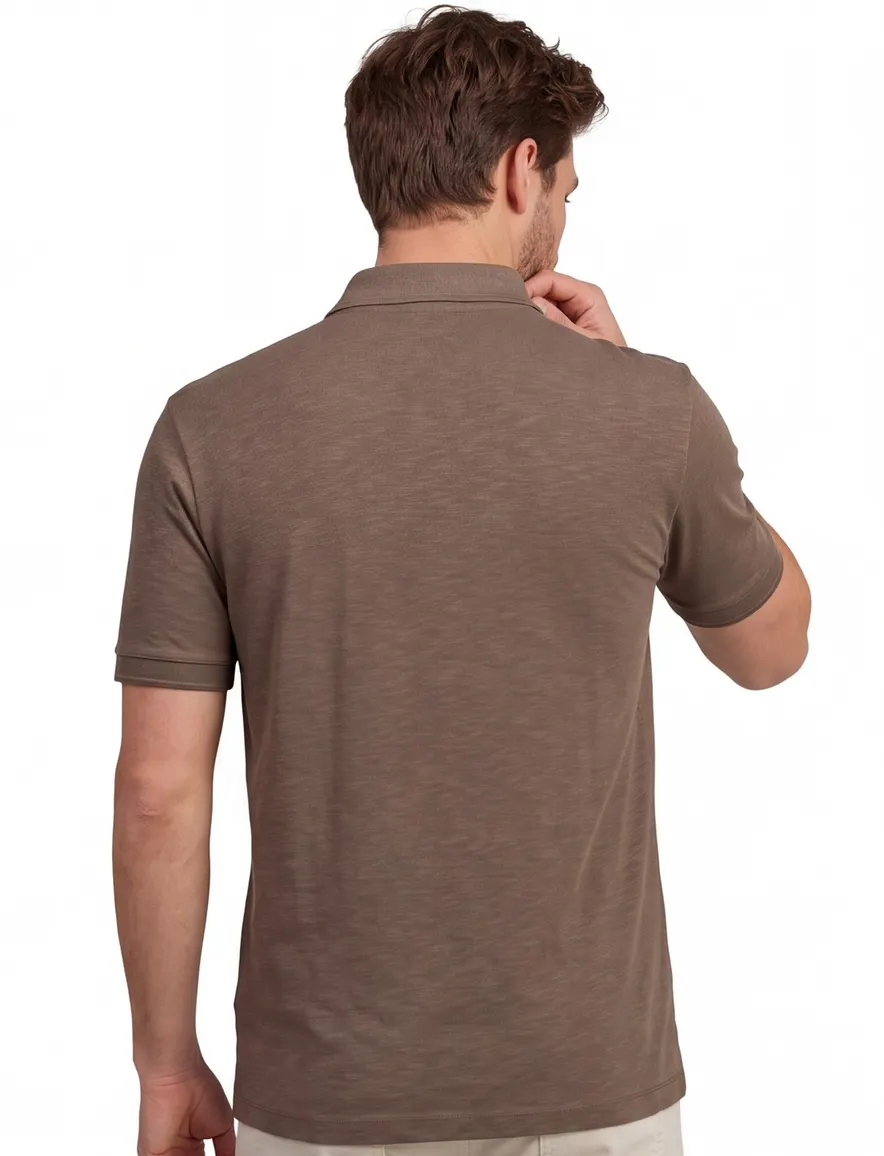 Hugo Boss Orange Pe linen logo polo bruin