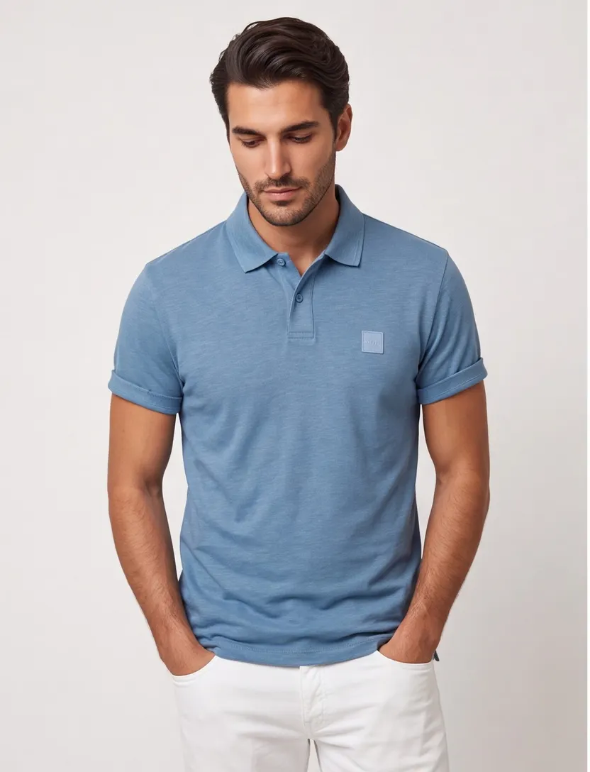 BOSS Orange poloshirt blauw effen
