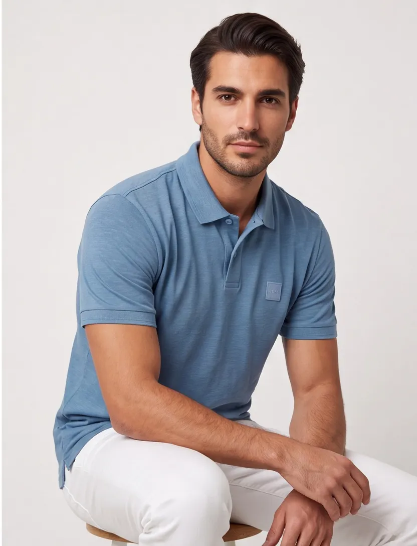 BOSS Orange poloshirt blauw effen