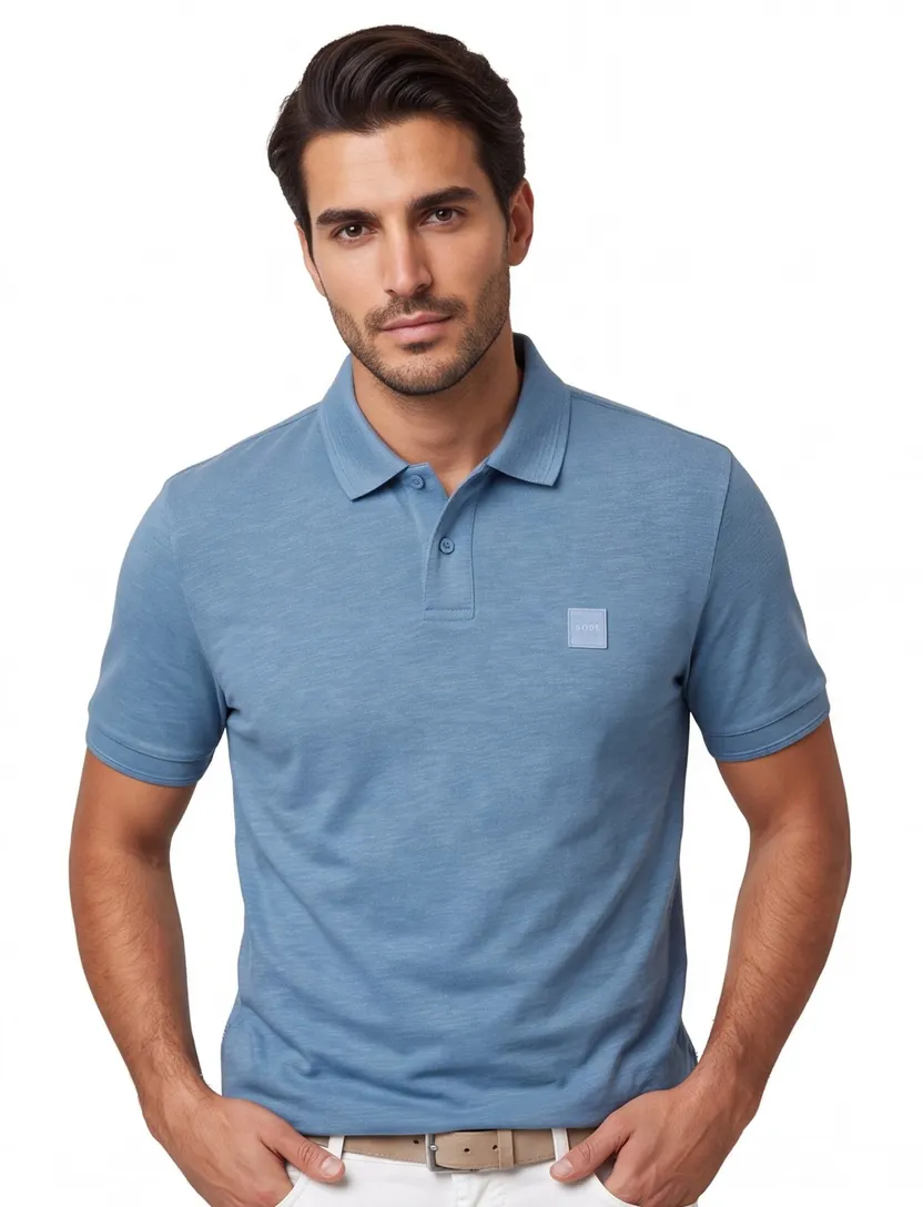 BOSS Orange poloshirt blauw effen