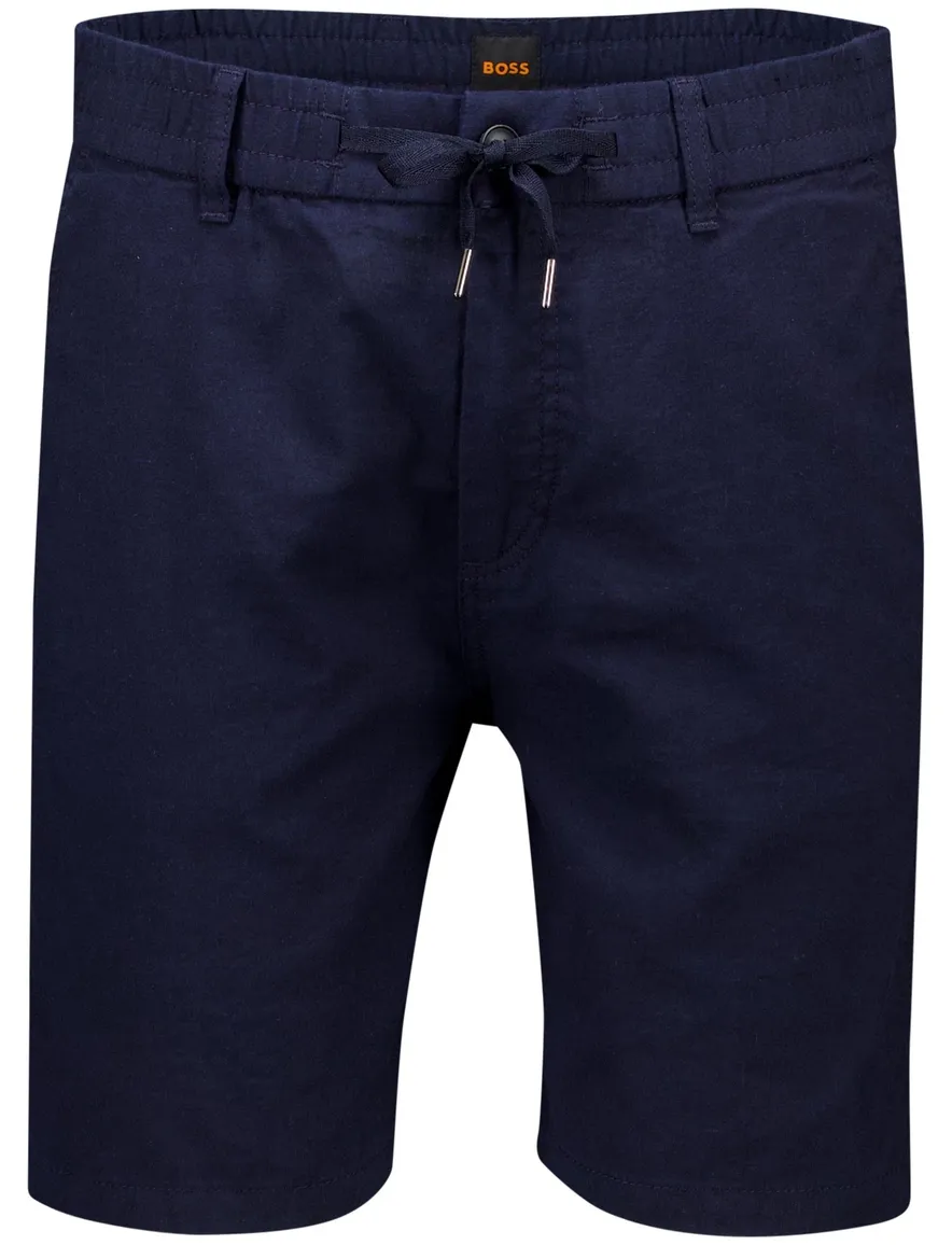 Boss Orange Chino donkerblauw effen linnen