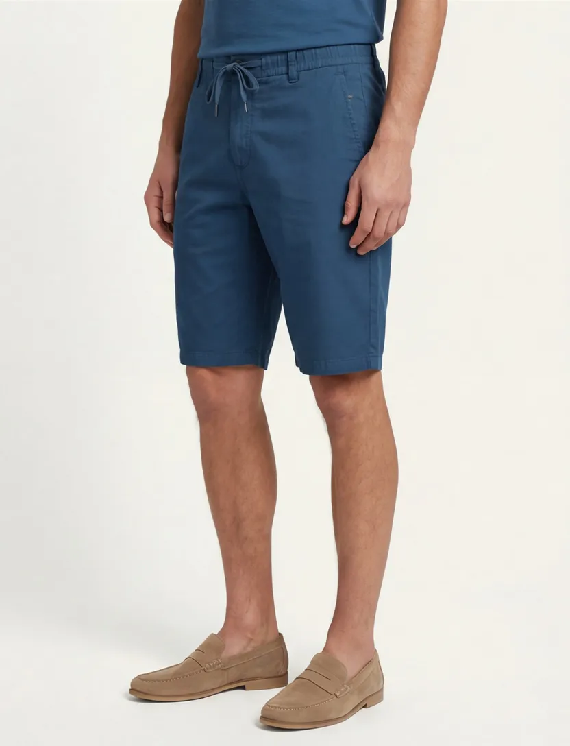 bermuda BOSS Tapered Fit katoen blauw
