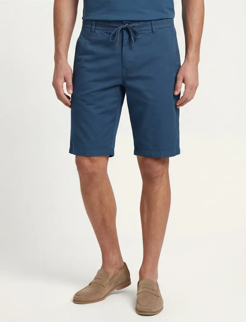 bermuda BOSS Tapered Fit katoen blauw