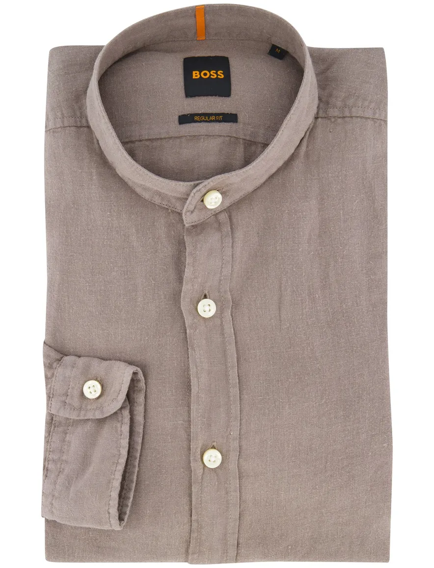 Boss Orange Race overhemd bruin regular fit effen