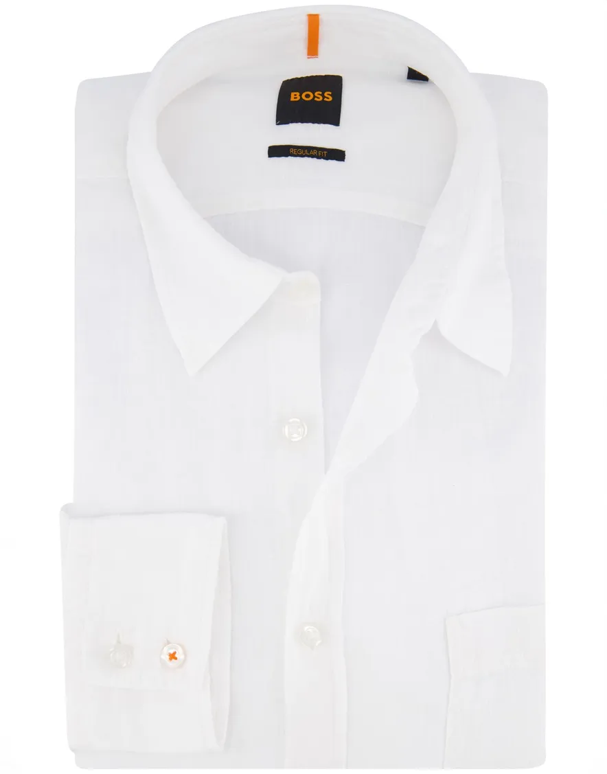 Hugo Boss Orange overhemd wit lange mouw 100% linnen