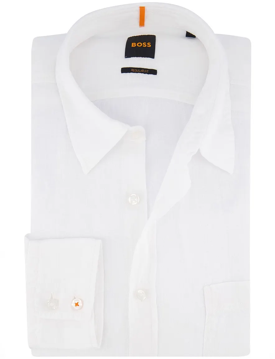 Hugo Boss Orange overhemd wit lange mouw 100% linnen