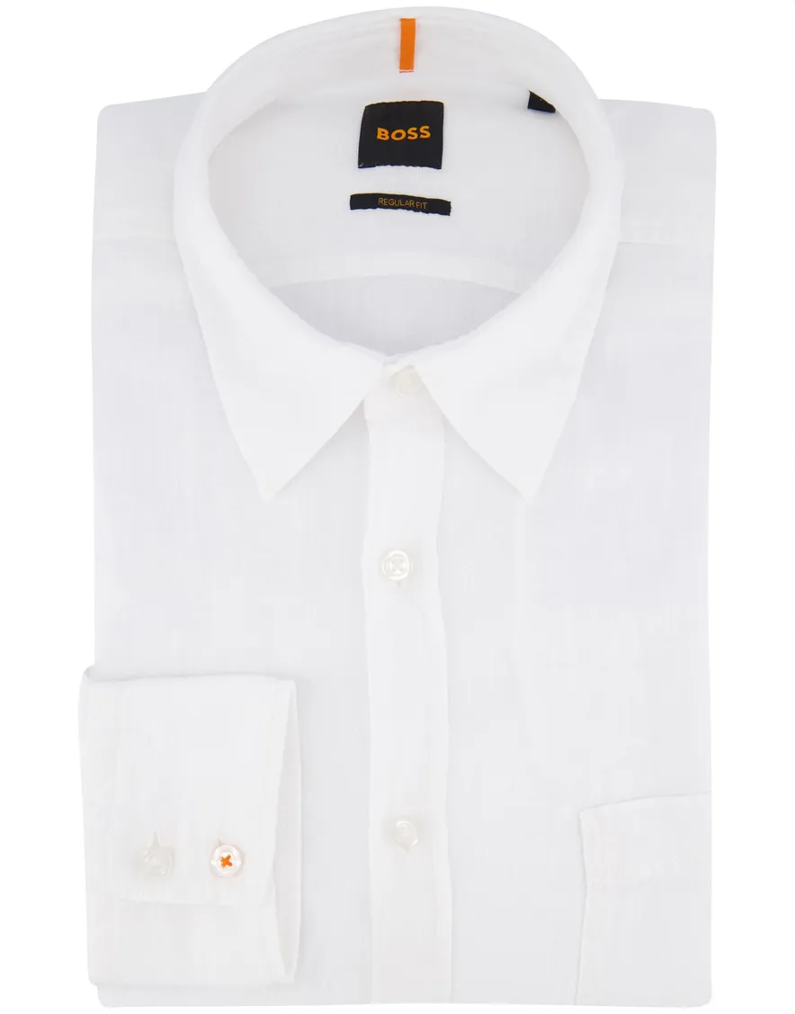 Hugo Boss Orange overhemd wit lange mouw 100% linnen