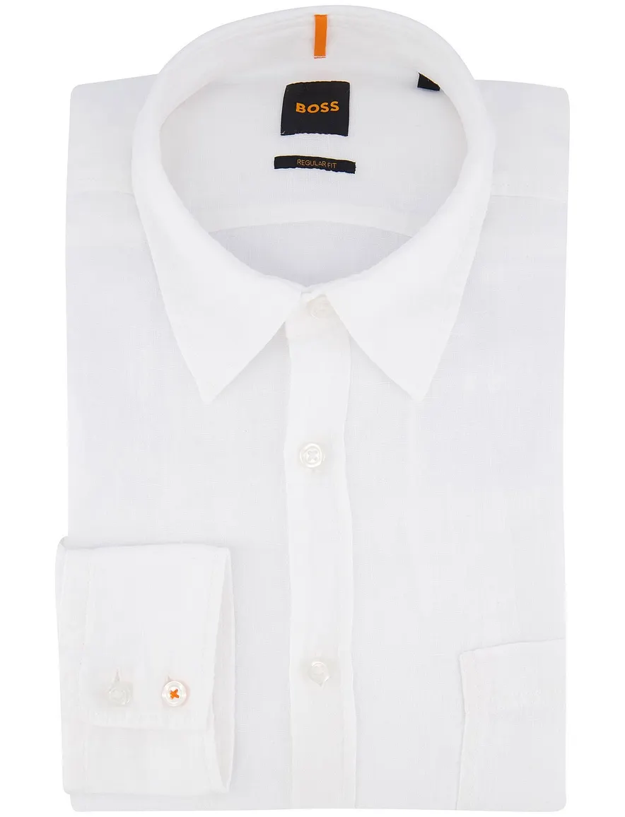 Hugo Boss Orange overhemd wit lange mouw 100% linnen