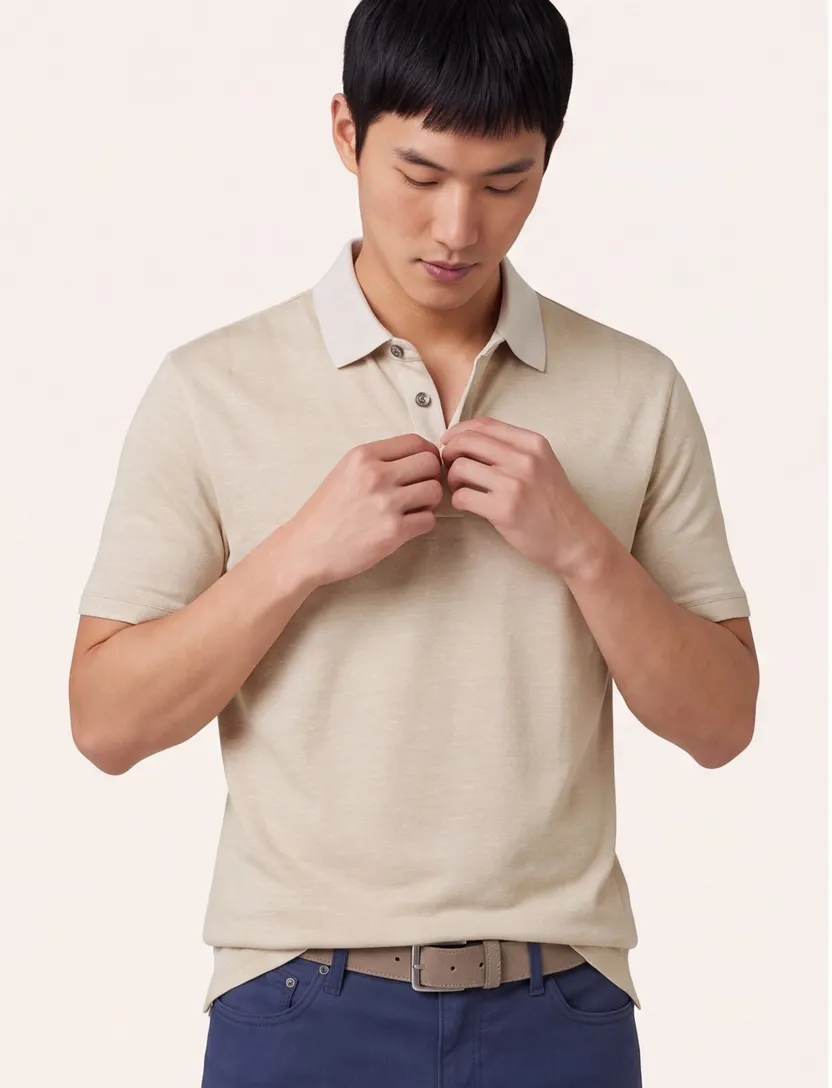 Hugo Boss Black linen blend H-Press polo beige