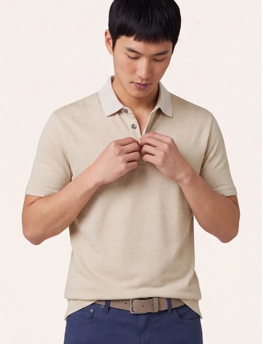 Hugo Boss Black linen blend H-Press polo beige