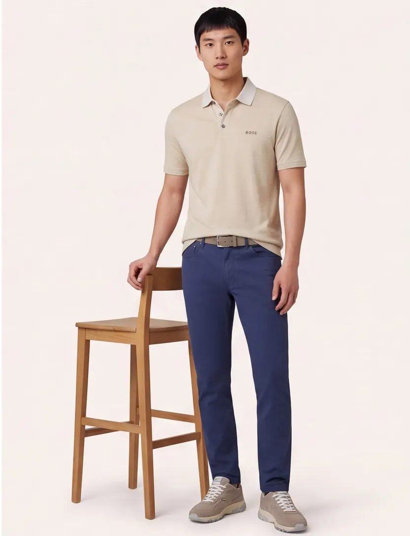 Hugo Boss Black linen blend H-Press polo beige