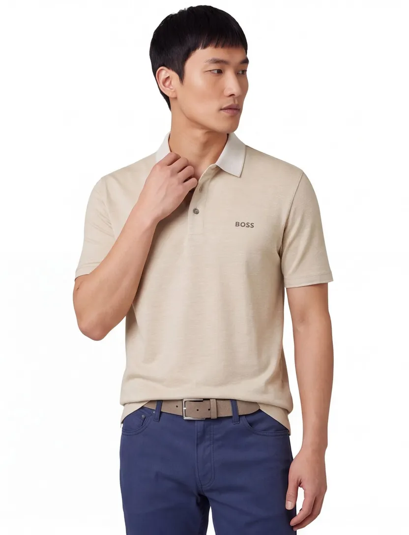 Hugo Boss Black linen blend H-Press polo beige