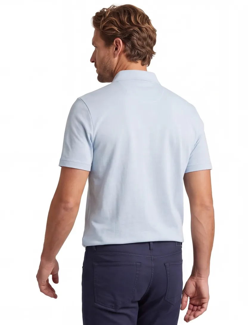 Boss Black poloshirt lange mouw lichtblauw effen