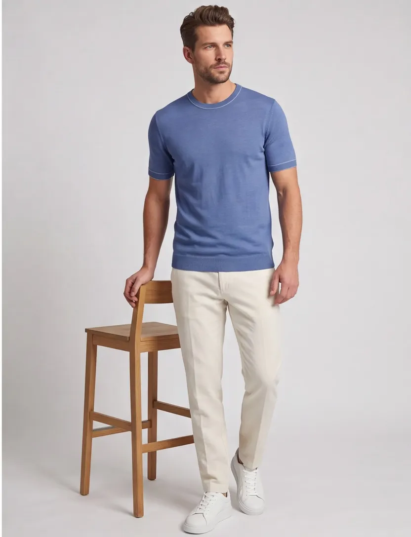 blauw Hugo Boss T-shirt H-Jiovanni met boord