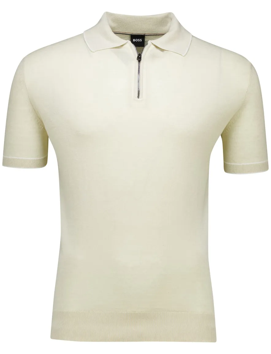 Boss Black polo rits H-Jiovanotto creme half-zip