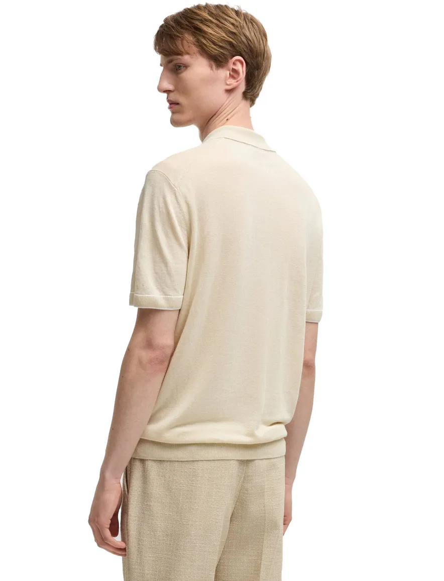 Boss Black polo rits H-Jiovanotto creme half-zip