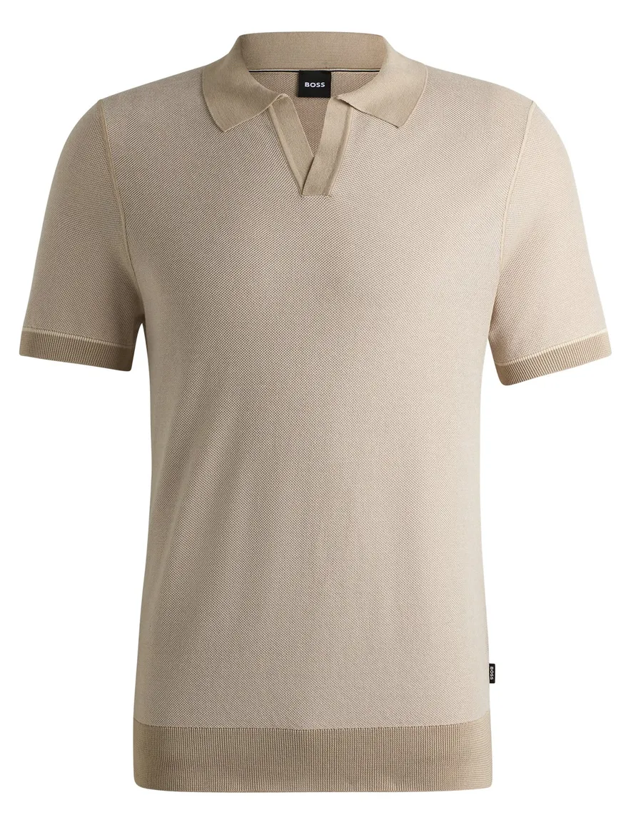 BOSS Black poloshirt beige v-hals