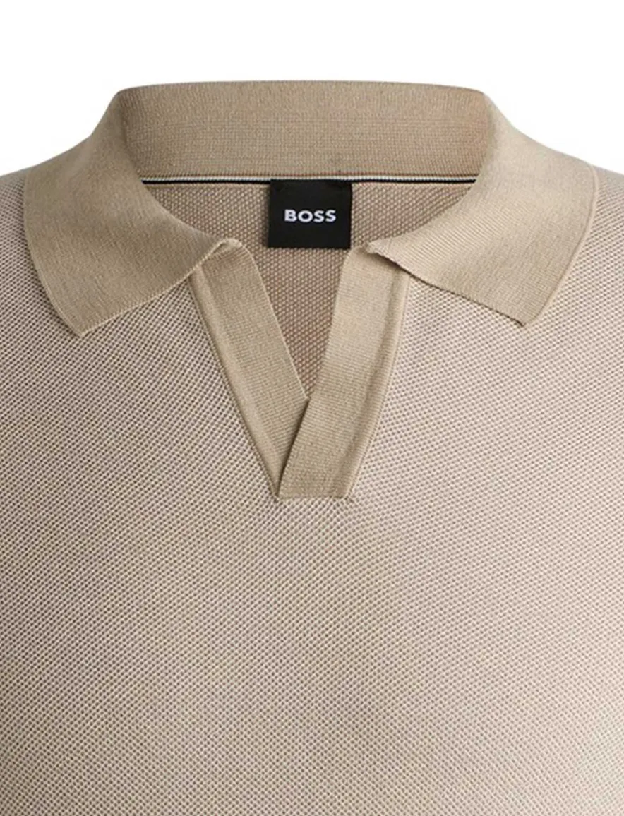 BOSS Black poloshirt beige v-hals