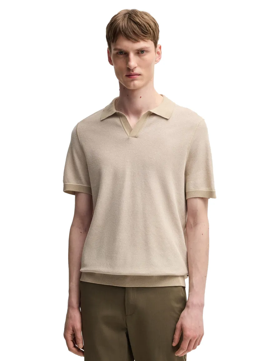 BOSS Black poloshirt beige v-hals