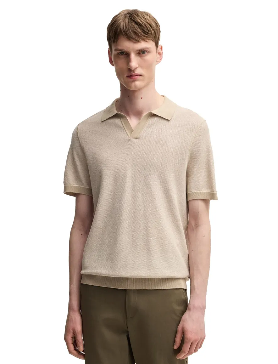 BOSS Black poloshirt beige v-hals
