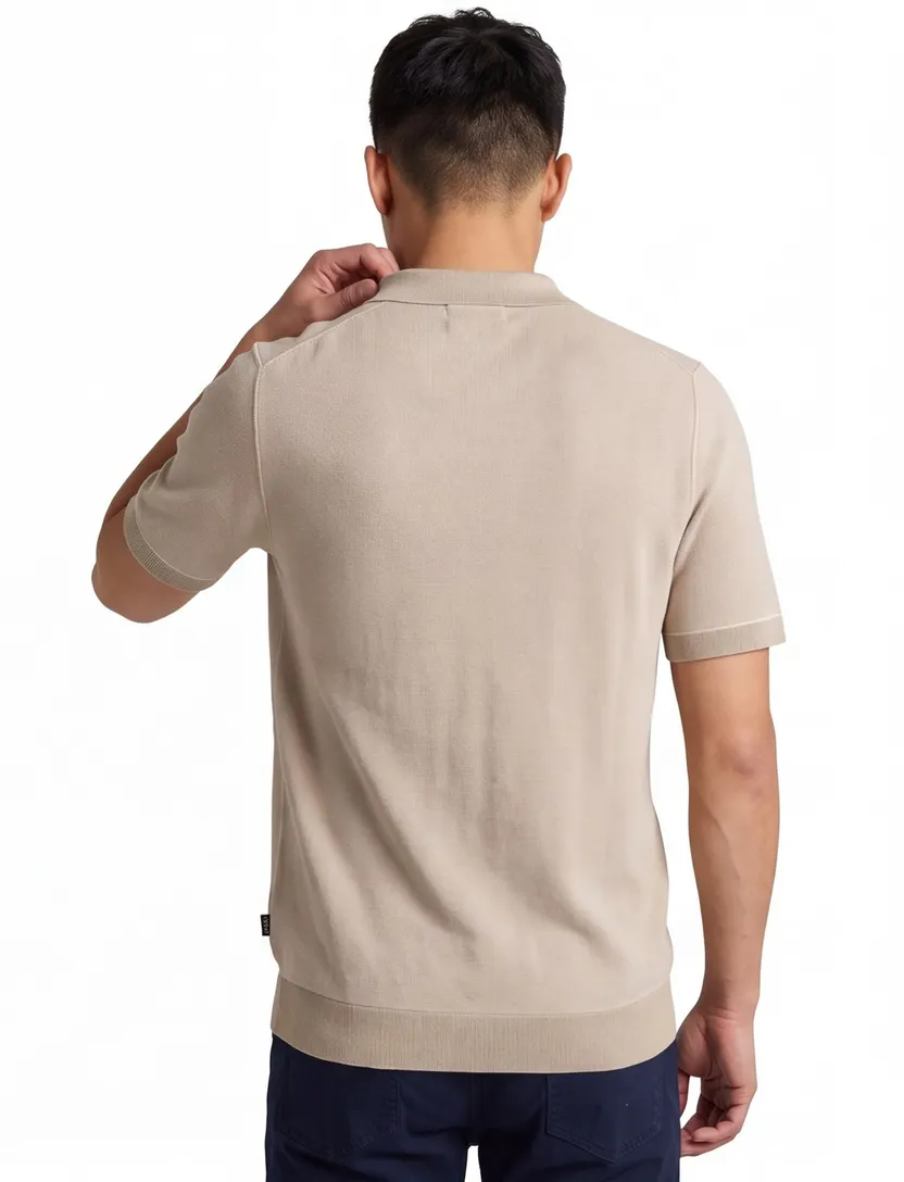 BOSS Black poloshirt beige v-hals